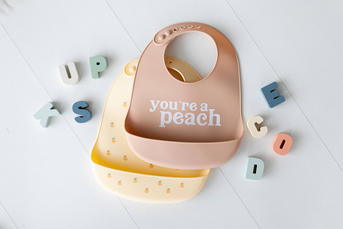 Silicone Bib Set, You’re a Peach