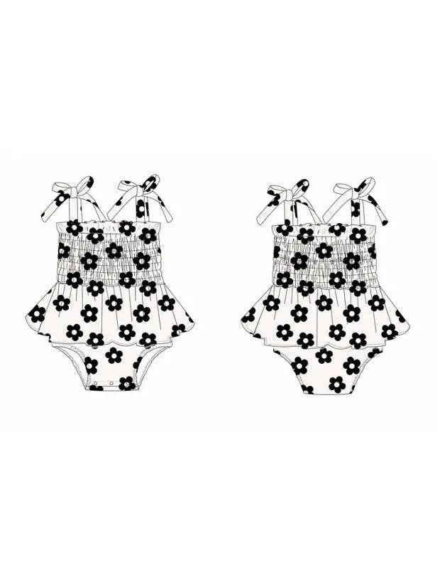 Flower Power Smocked Bamboo Romper