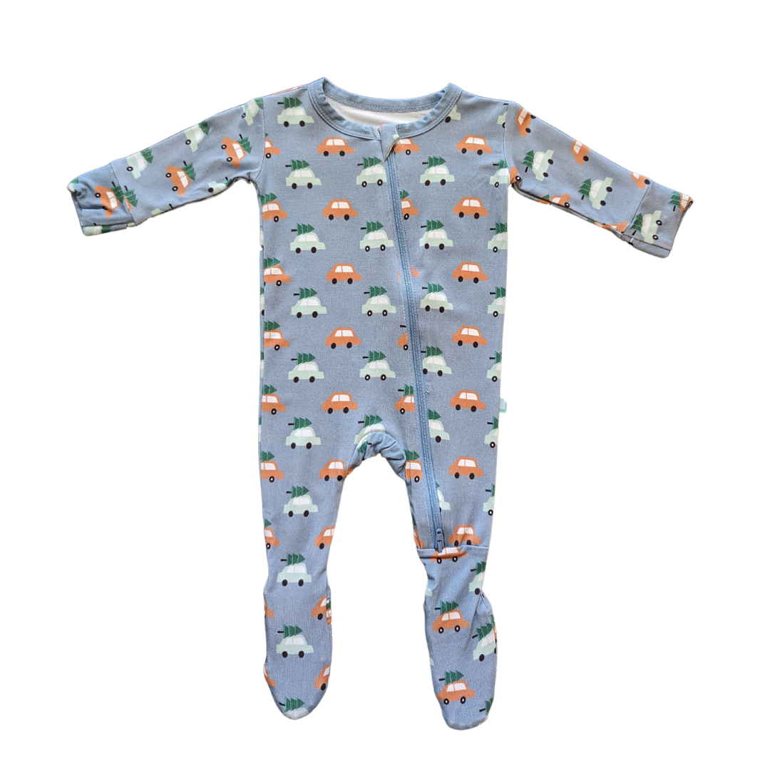 Blue Christmas Bamboo Footie