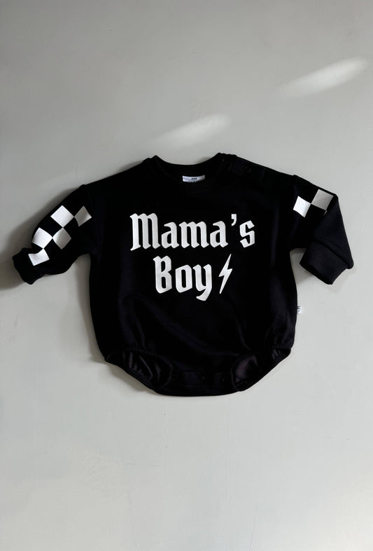 Mama’s Boy | Black Bamboo Bubble Romper