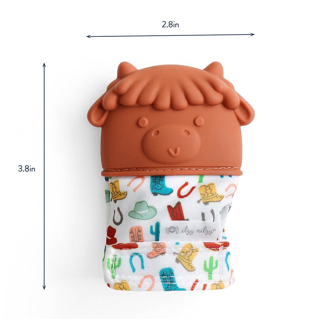 Itzy Mitt Silicone Teething Mitts: Highland Cow