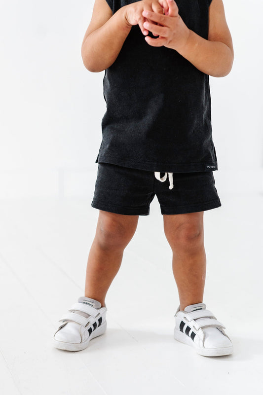 ACID WASH SHORTS - BLACK