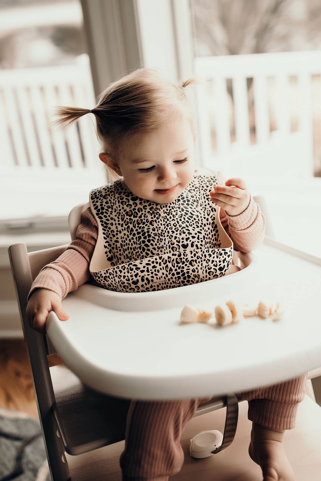 Leopard Print Silicone Bib with Crumb Catcher