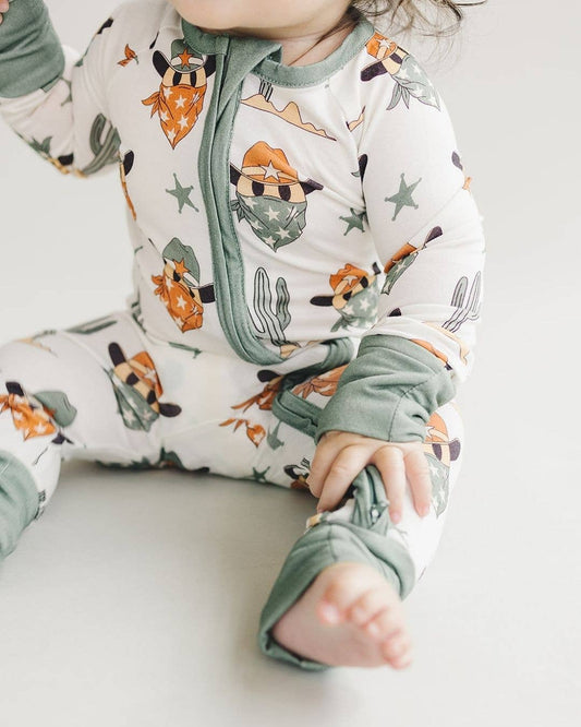 Smiley Cowboy Bamboo Zip Romper