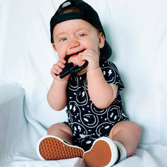 Lightning Bolt Silicone Sensory Teether: Blackout