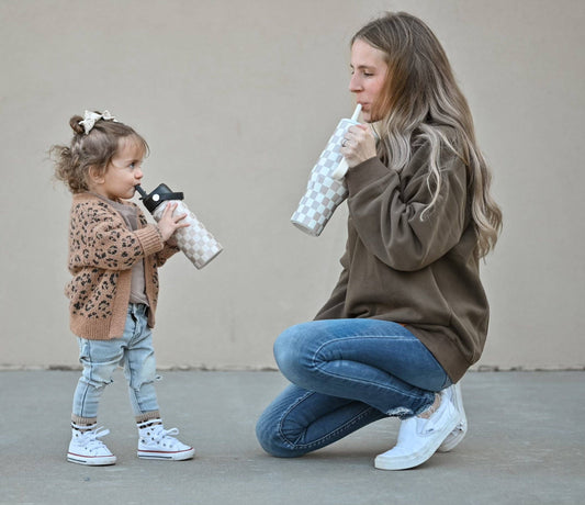 Beige Checker 16 Oz Water Bottle