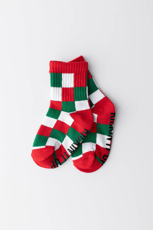 Red + Green Checker Infant & Kids Socks