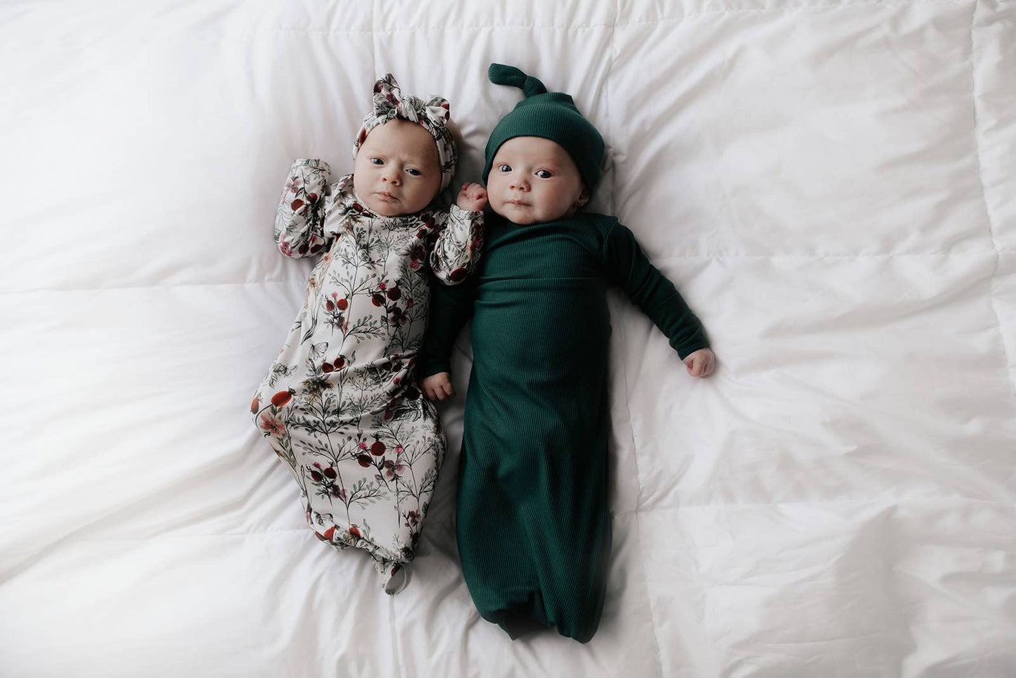 Forest Green Ribbed Knotted Gown: Gown Only