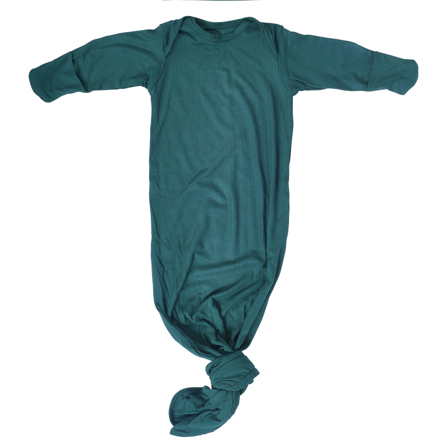 Forest Green Ribbed Knotted Gown: Gown Only