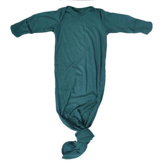 Forest Green Ribbed Knotted Gown: Gown Only