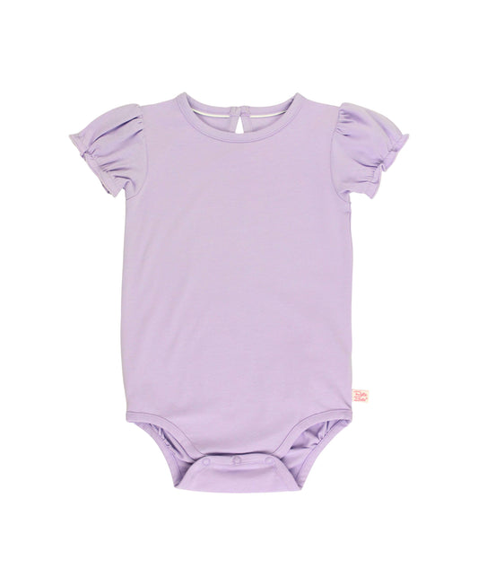 Baby Girls Lavender Knit Puff Short Sleeve Bodysuit