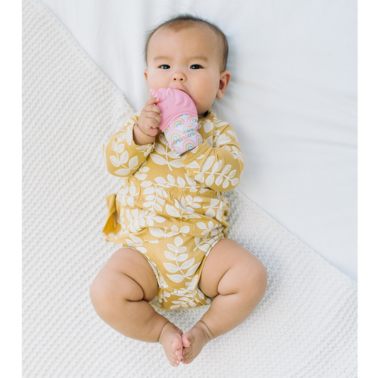 Light Pink Unicorn Itzy Silicone Teething Mitt
