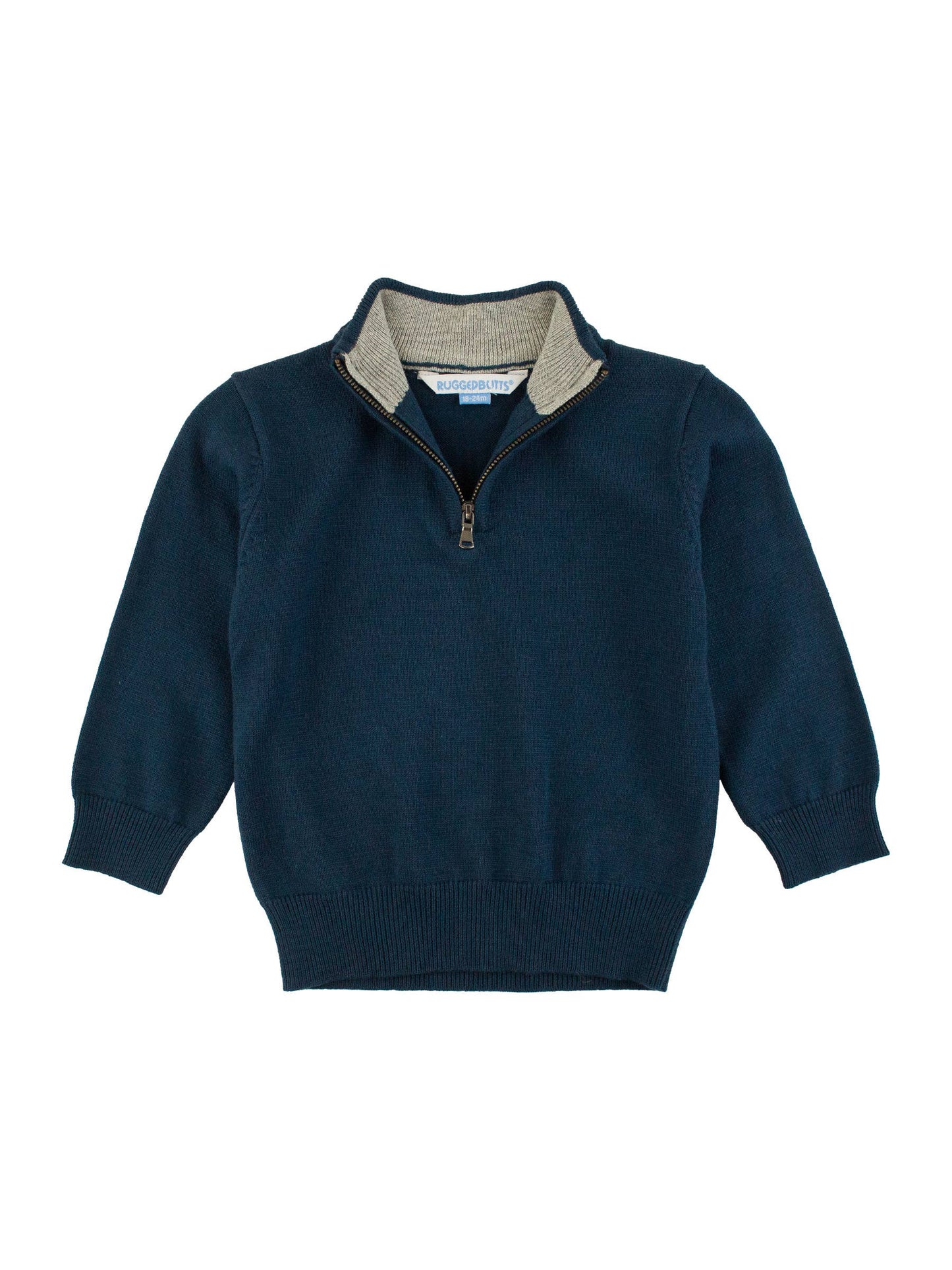 Boys Dark Navy Quarter-Zip Sweater: Blue