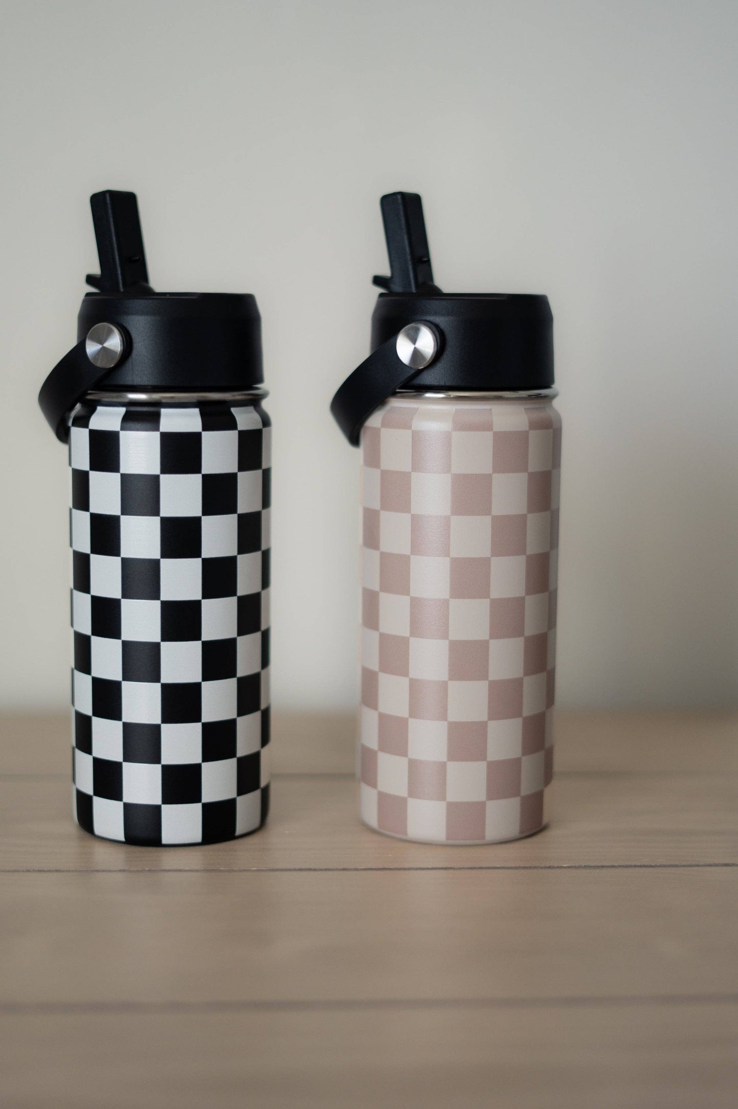 Beige Checker 16 Oz Water Bottle