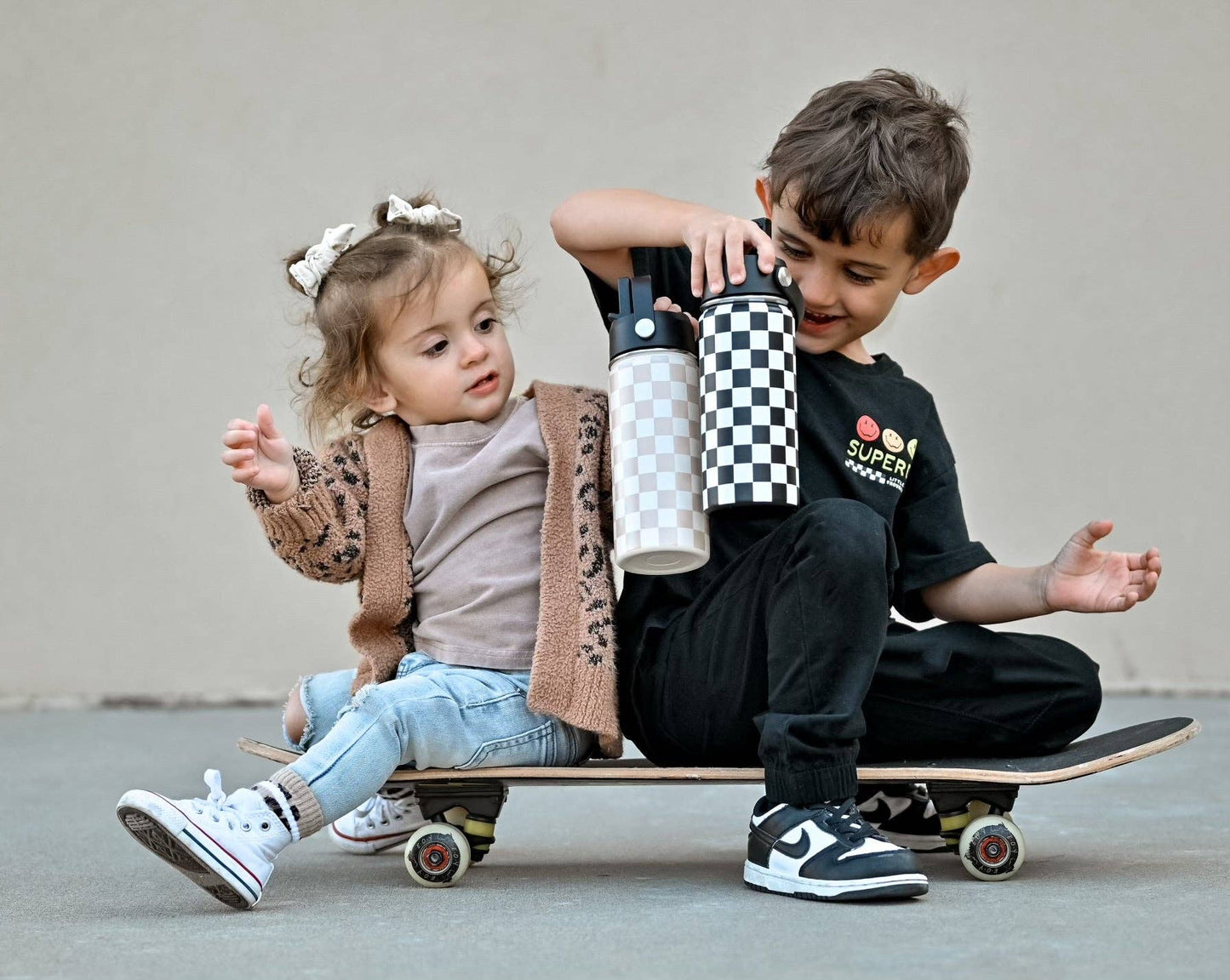 Black Checker 16 Oz Water Bottle