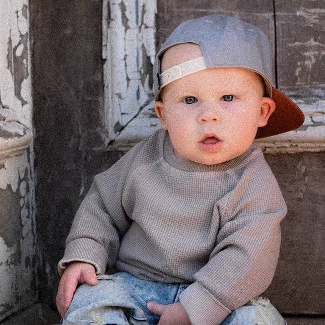 Tan Waffle Long Sleeve Crewneck Infant & Toddler