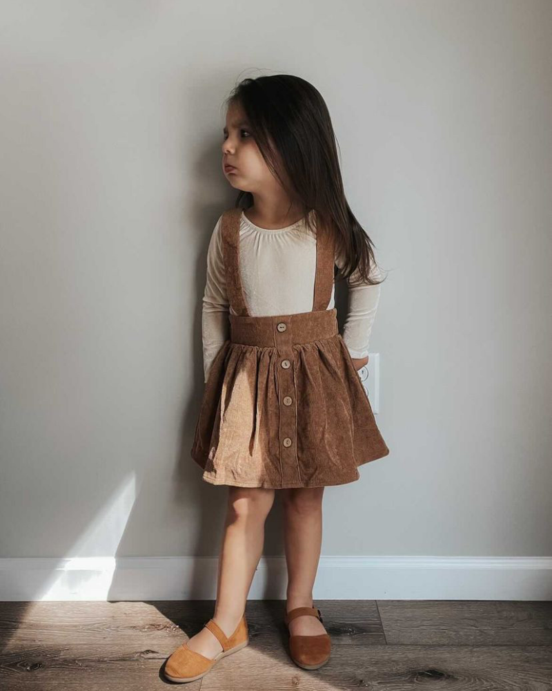 Praline Corduroy Suspender Skirt Dress