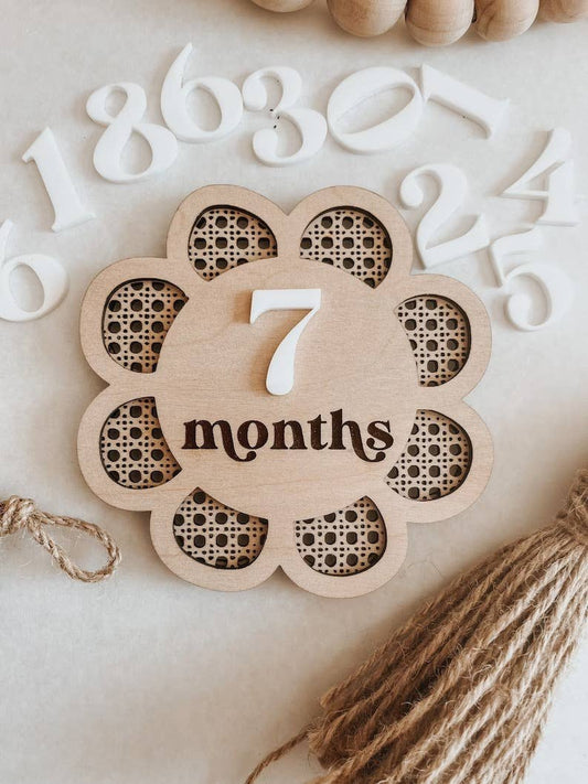 Flower Rattan Interchangeable Monthly Milestone Sign