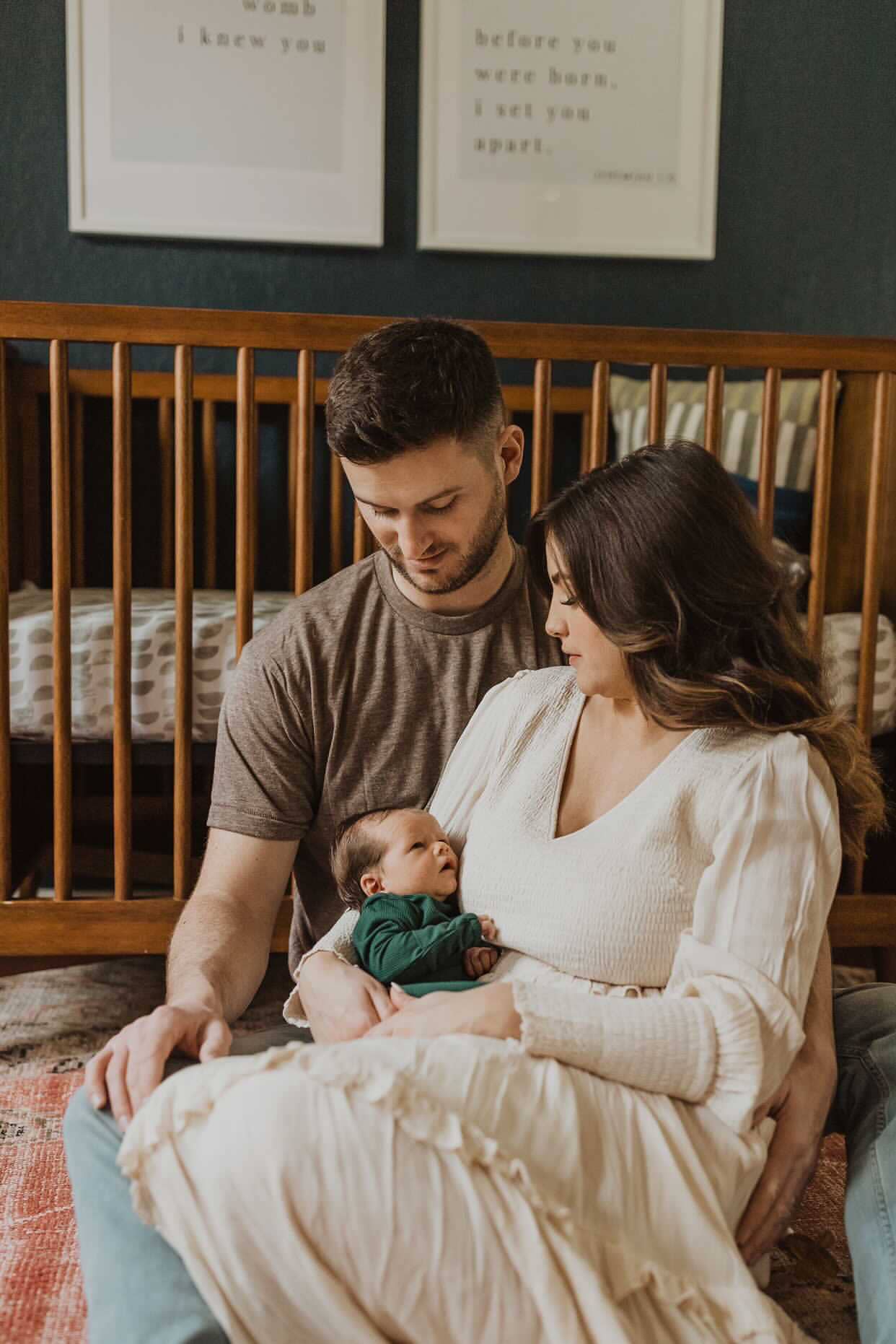 Forest Green Ribbed Knotted Gown: Gown Only