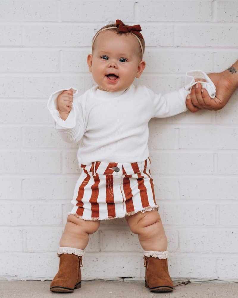 White Ribbed Bell Sleeve Top