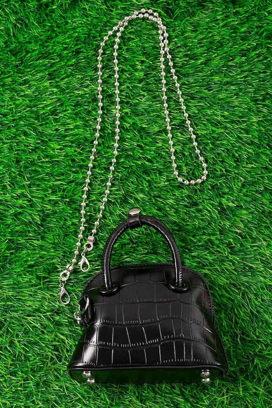 Black Textured Girls Mini Purse