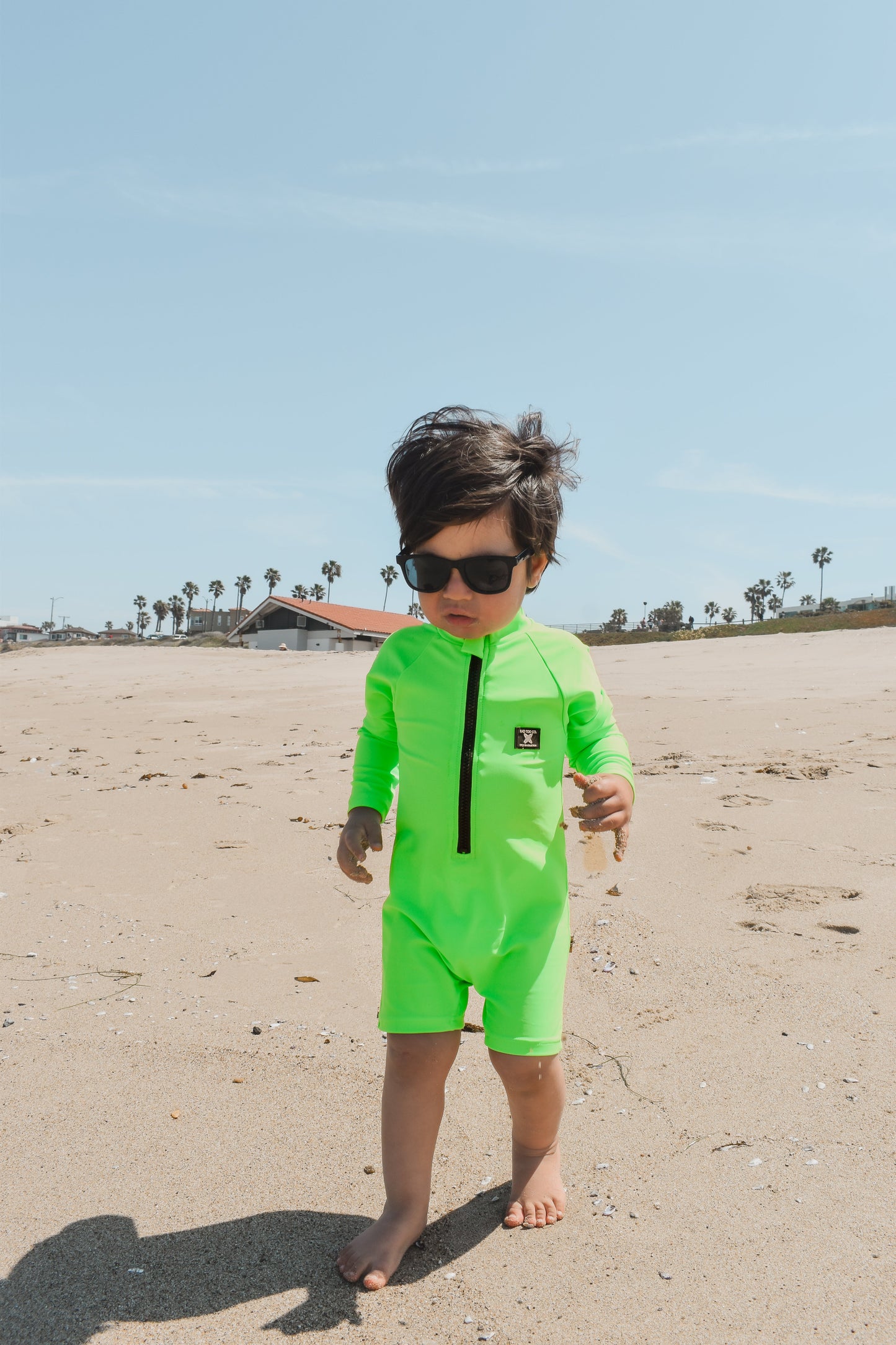 UPF50 RASHGUARD ONESIE - ELECTRIC LIME