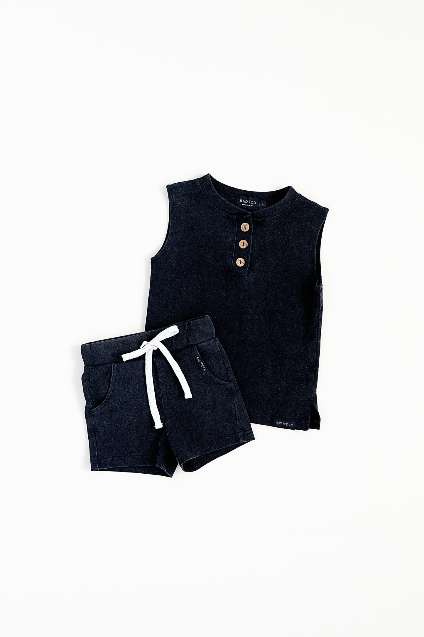 ACID WASH MUSCLE TEE - BLACK
