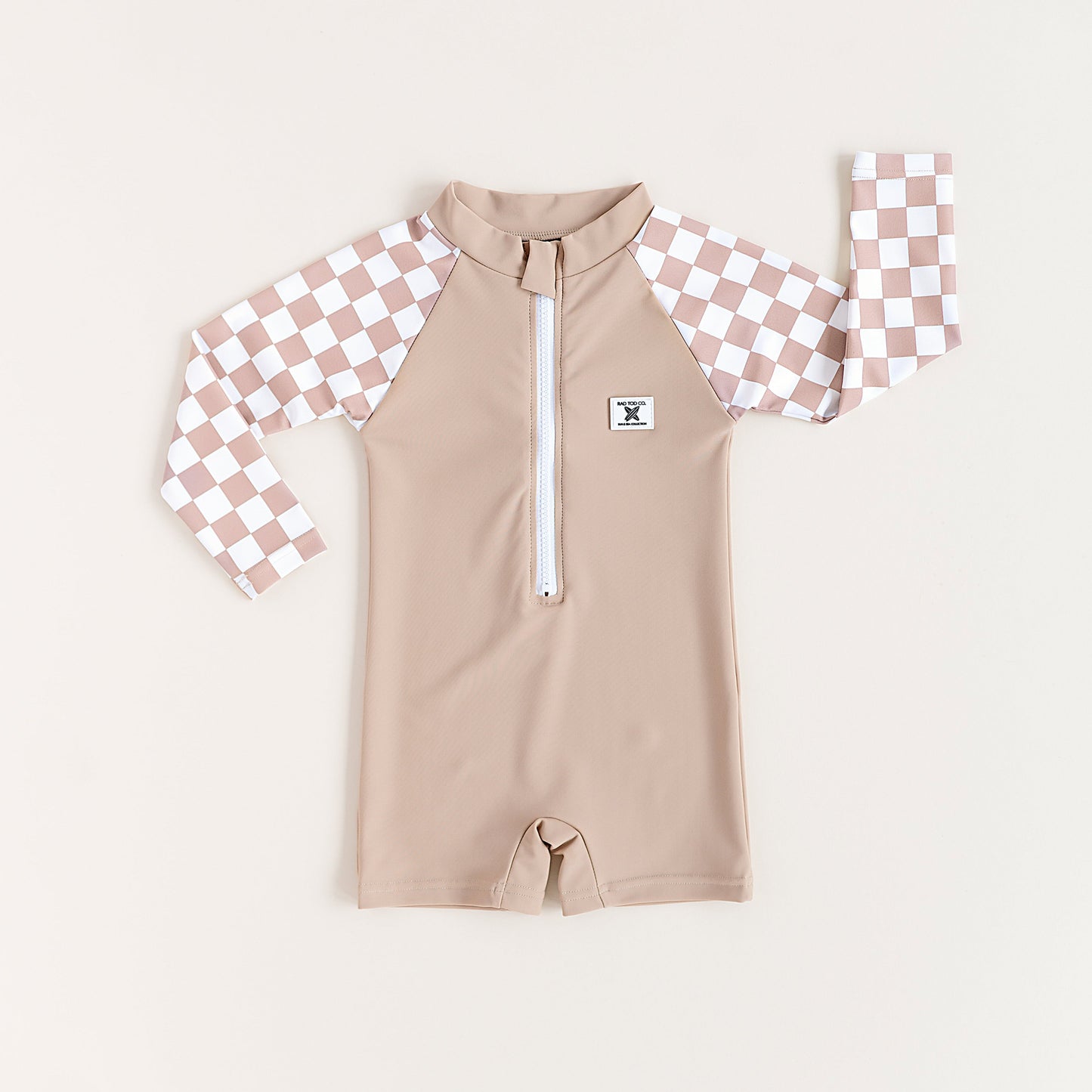 UPF 50 RASHGUARD ONESIE - DUNE CHECKERS