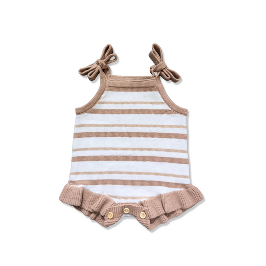 Neutral Stripes Summer Knit Romper