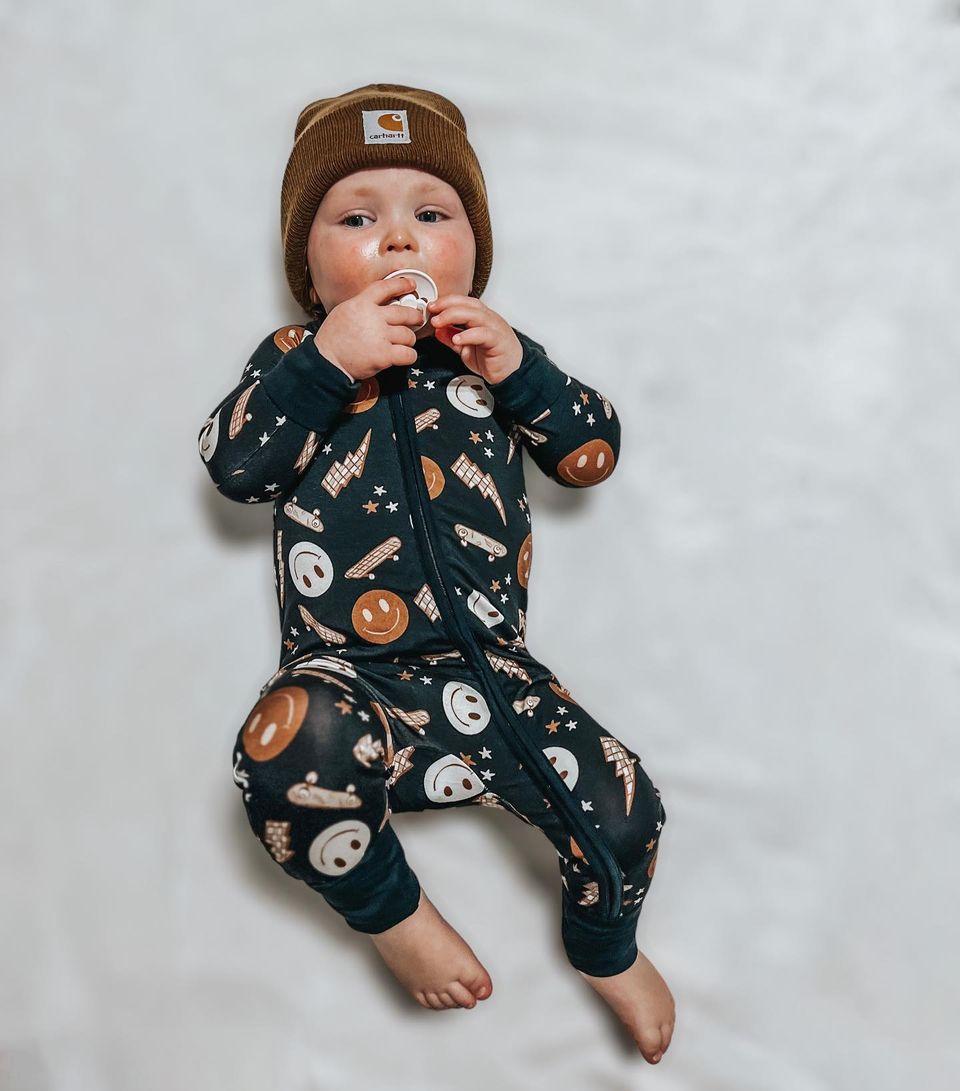 Midnight Skater Bamboo Romper Footie