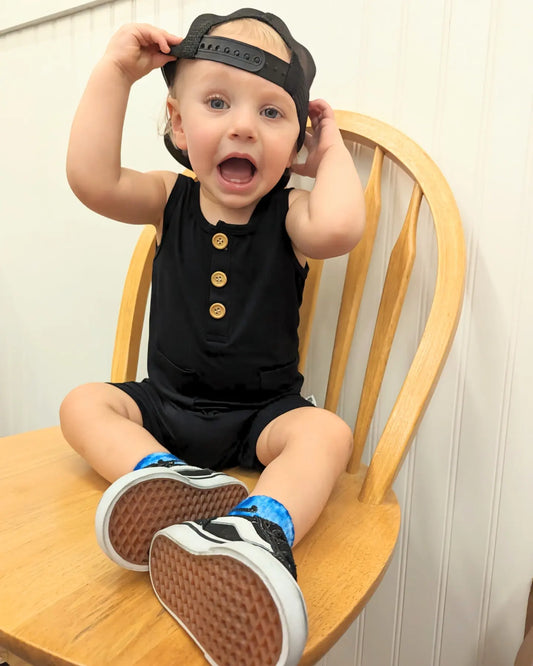 Black Shortie Bamboo Romper