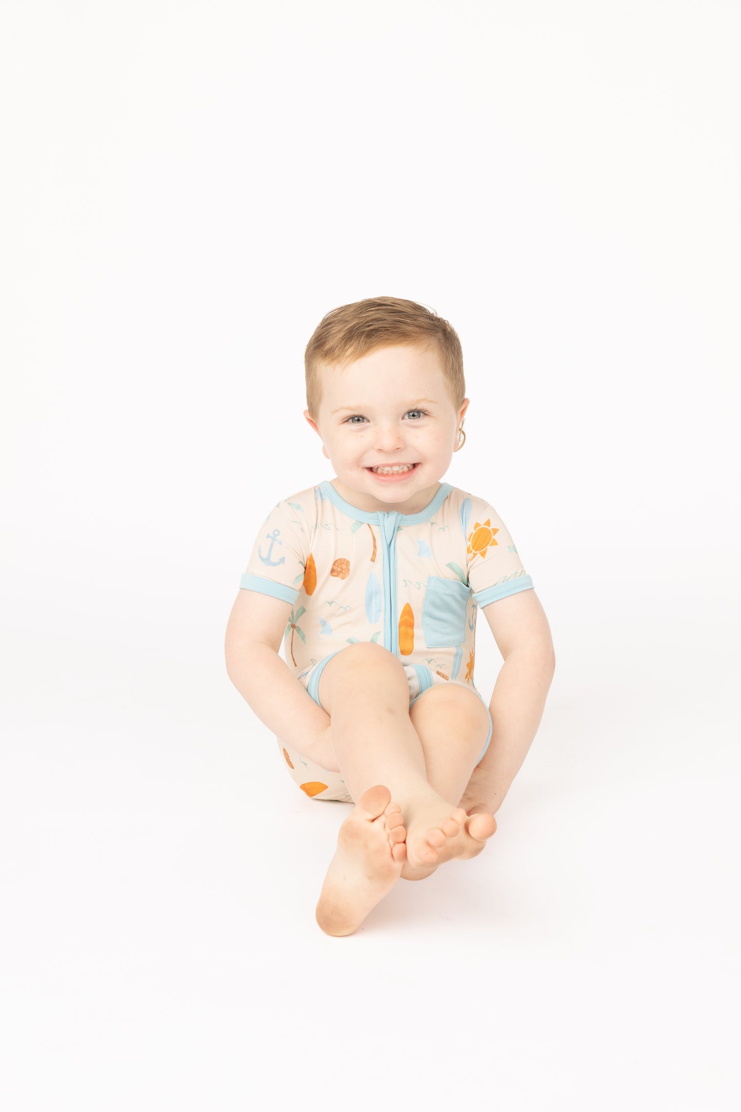 Chasing Waves Surfboard Bamboo Baby Shortie Romper