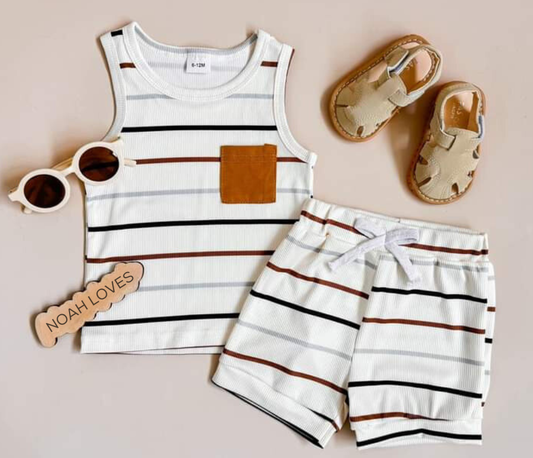 Coastal Stripes Tank & Shorts Set