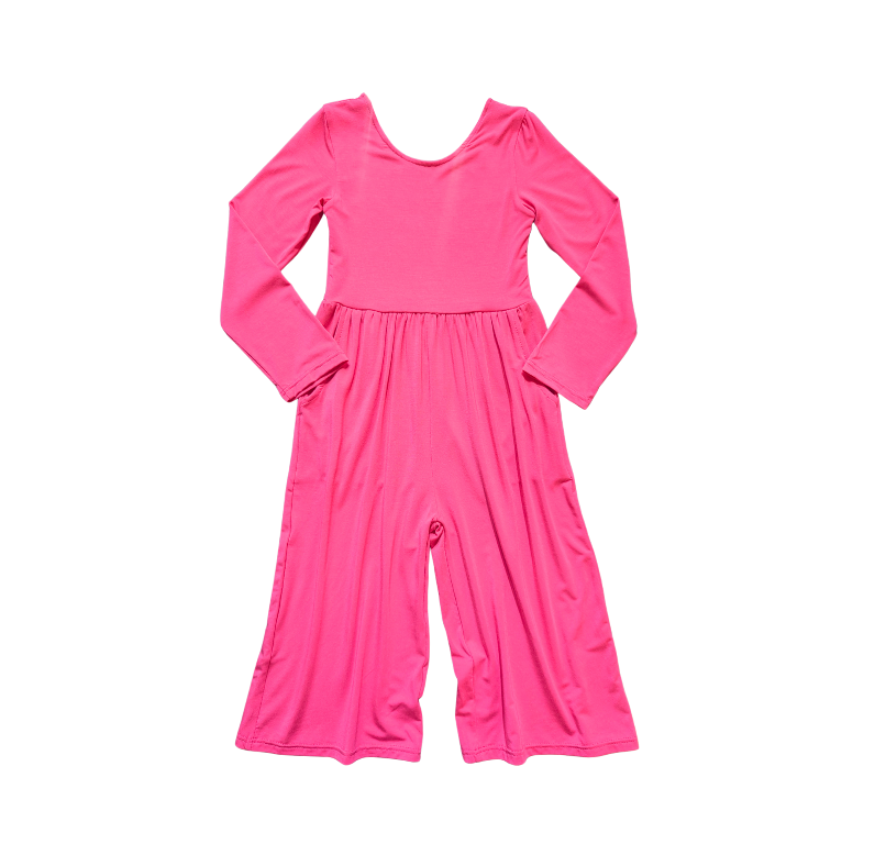 Hot Pink Bamboo Flare Toddler Jumpsuit
