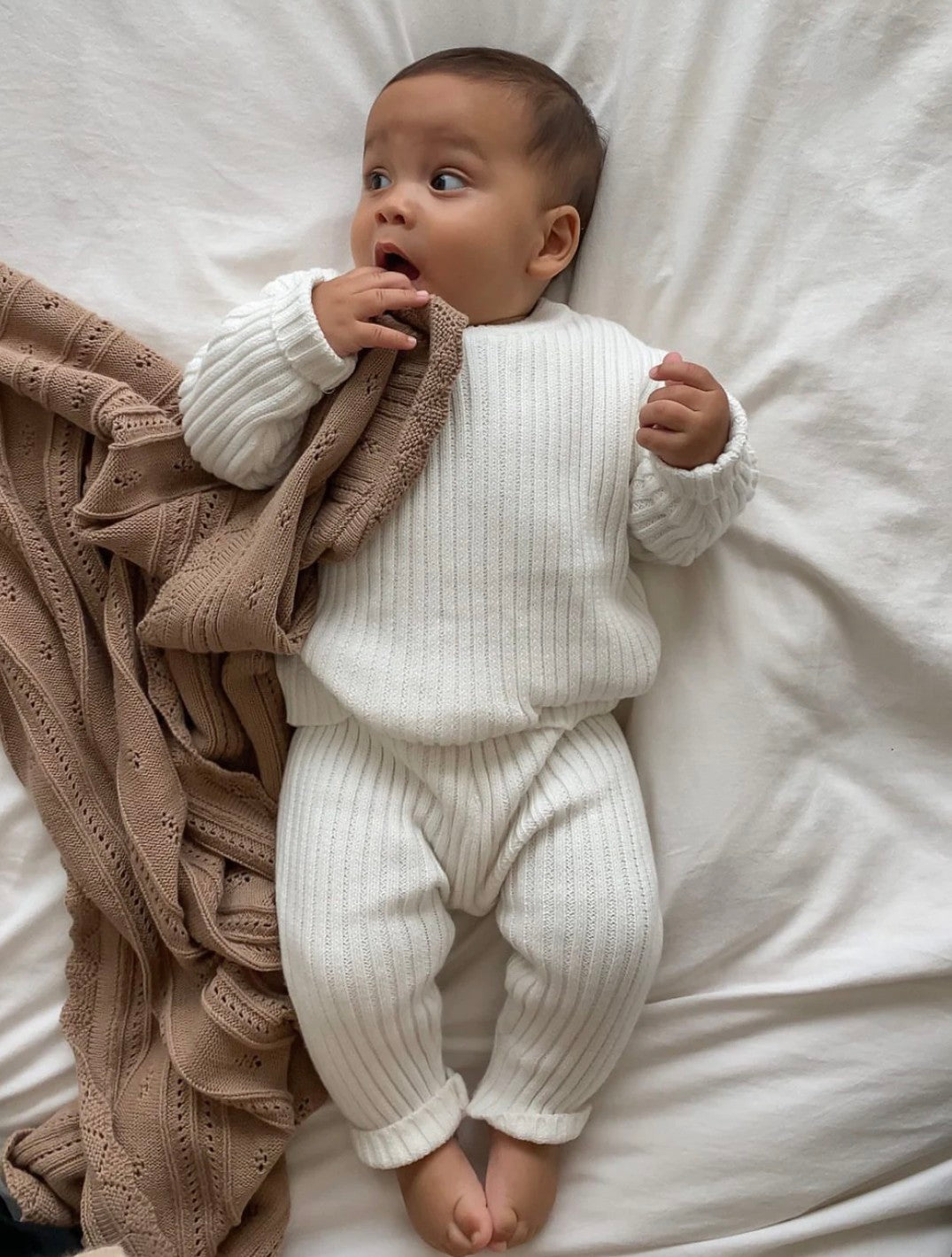 Chunky White Ribbed Organic Set