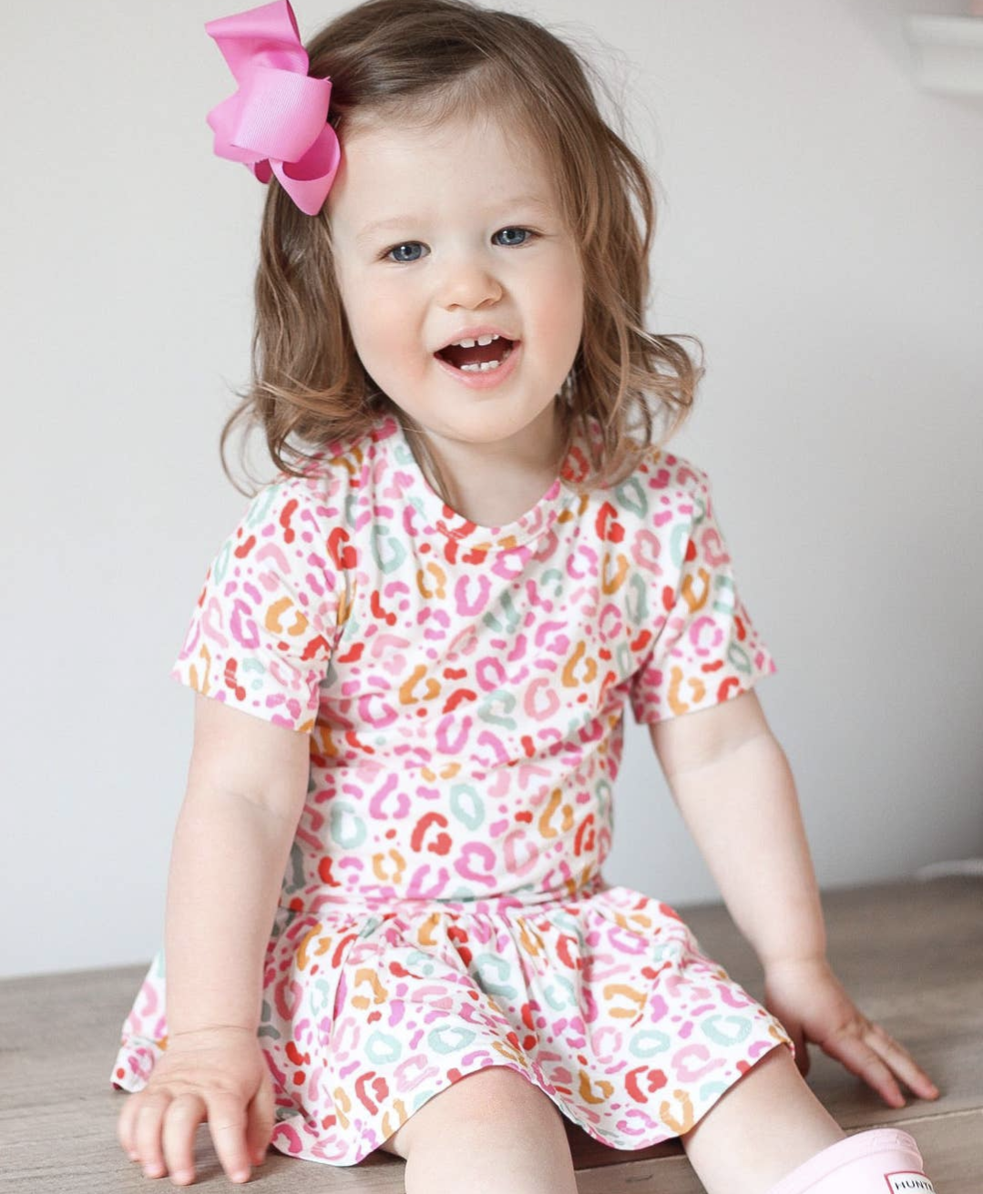 Rainbow Leopard Ruffle Twirl Dress