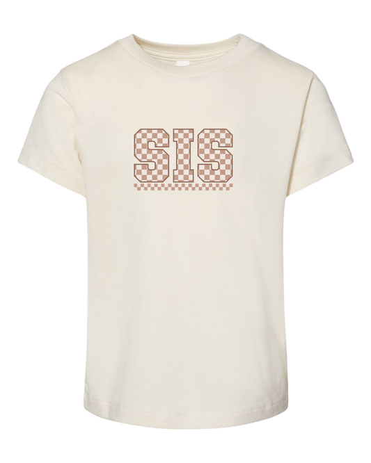 Beige Checkered Sis Matching Infant and Toddler Tee