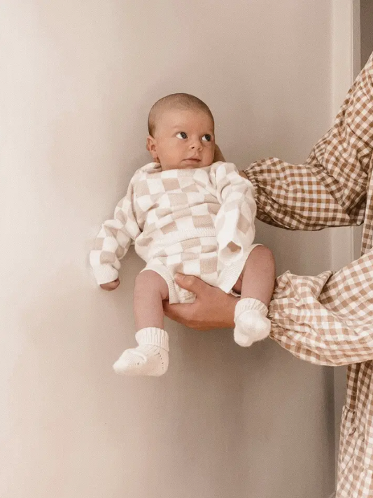 Tan Checkered Jaquard Organic Set