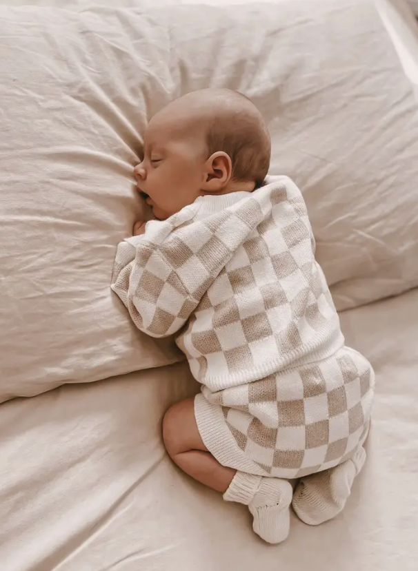 Tan Checkered Jaquard Organic Set