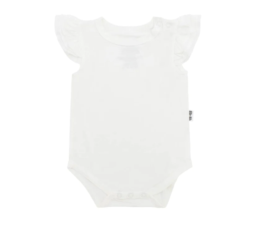 White Ruffle Bamboo Bodysuit