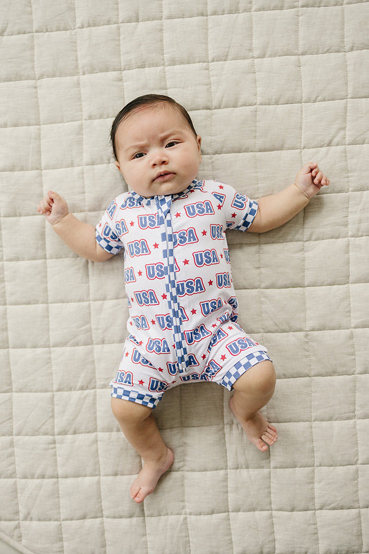Bamboo Shorty Romper | USA