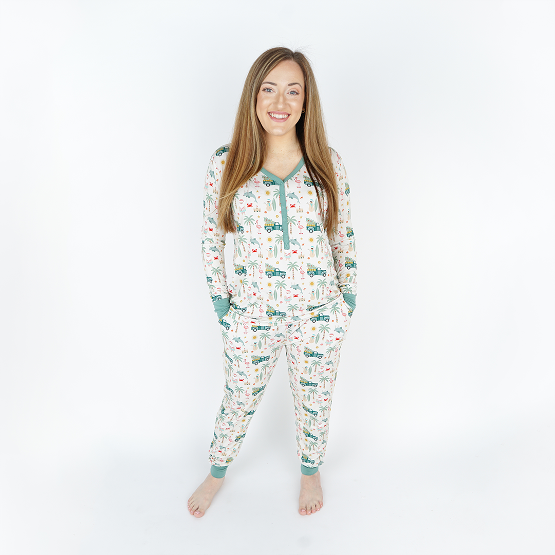 Coastal Christmas Holiday Adult Bamboo Pajamas Women's Jogger