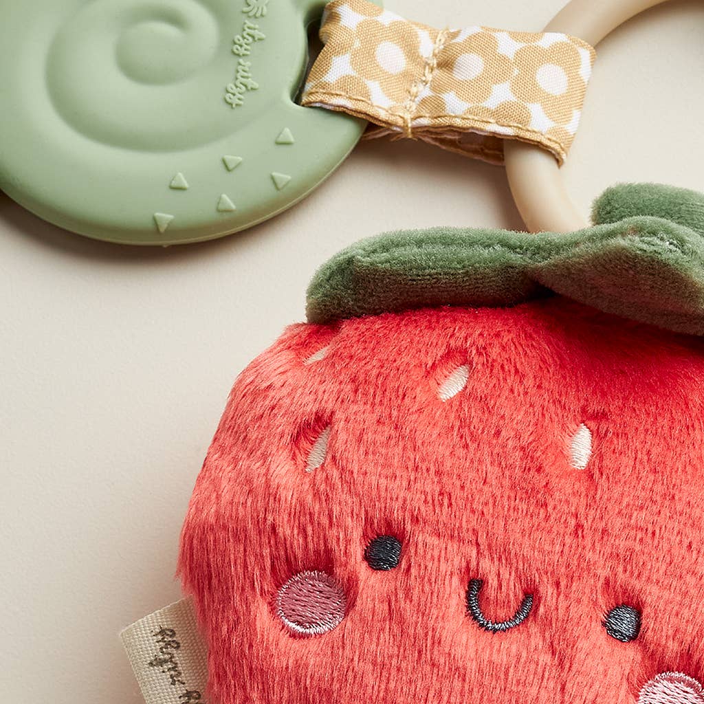 Itzy Pal Plush + Teether: Strawberry