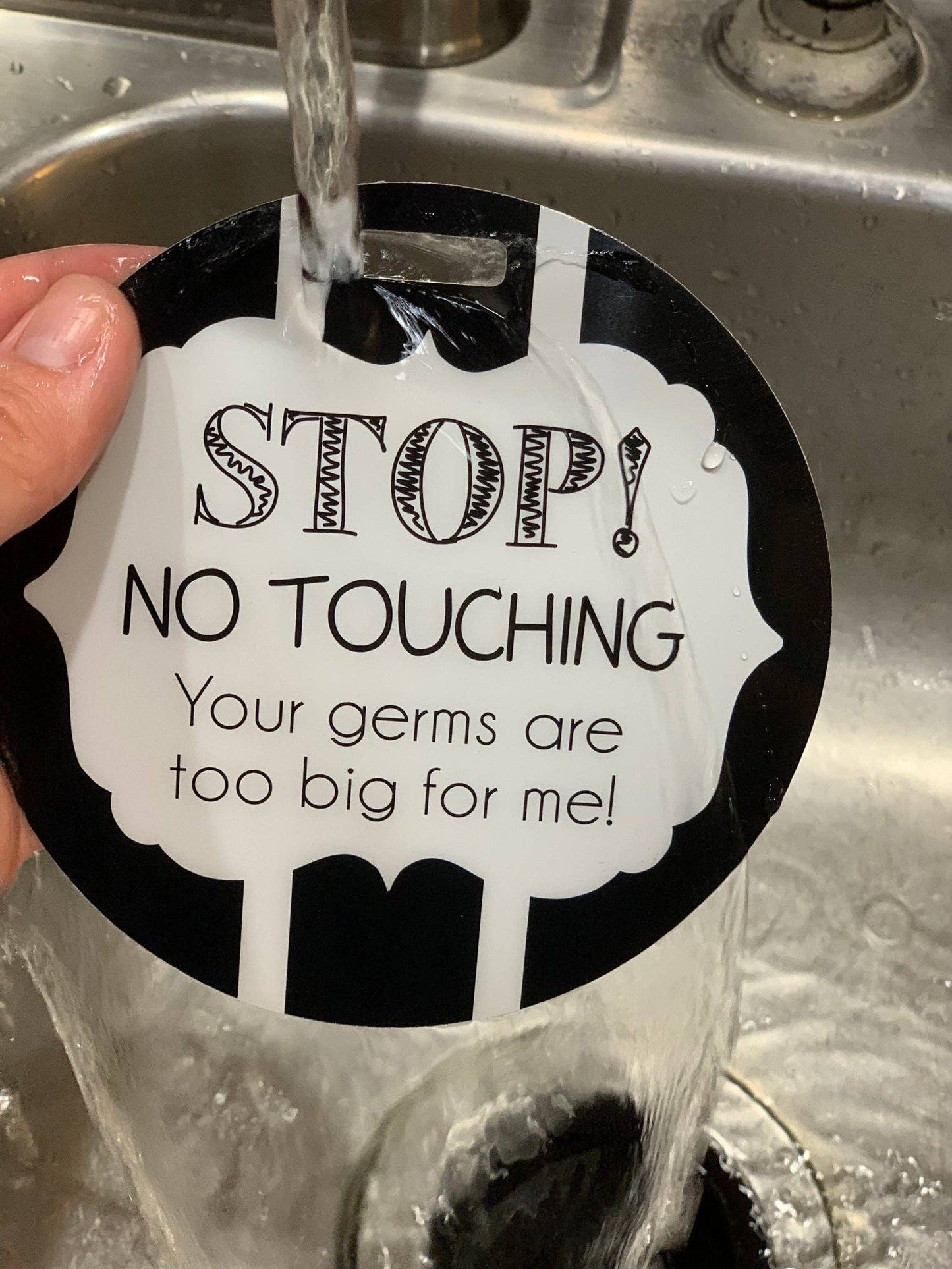 Black and White No Touching Baby Car Seat Sign Tag