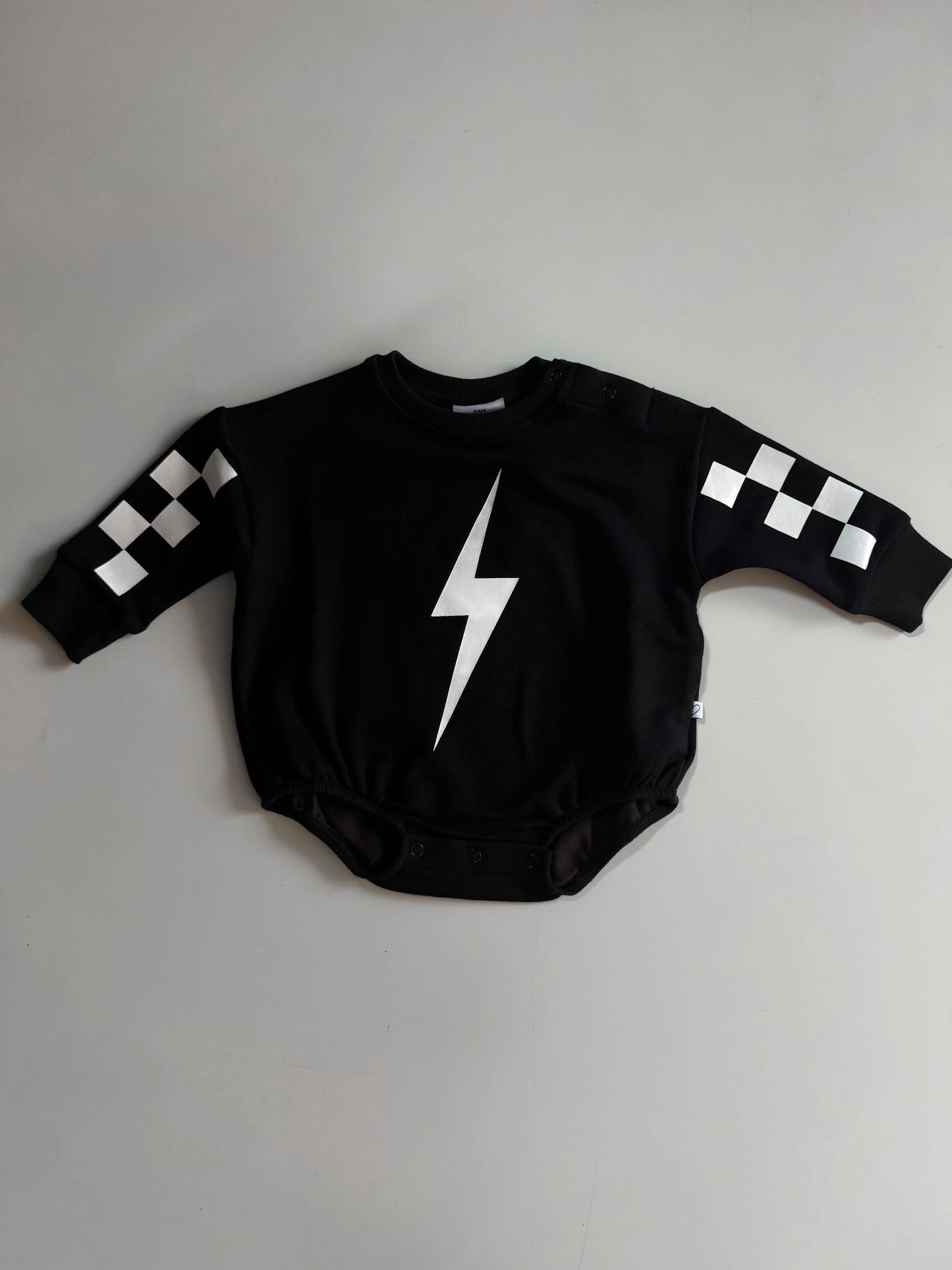 Lightning Bolt | Black Bamboo Bubble Romper