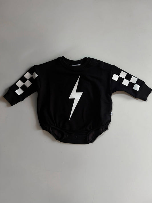 Lightning Bolt | Black Bamboo Bubble Romper
