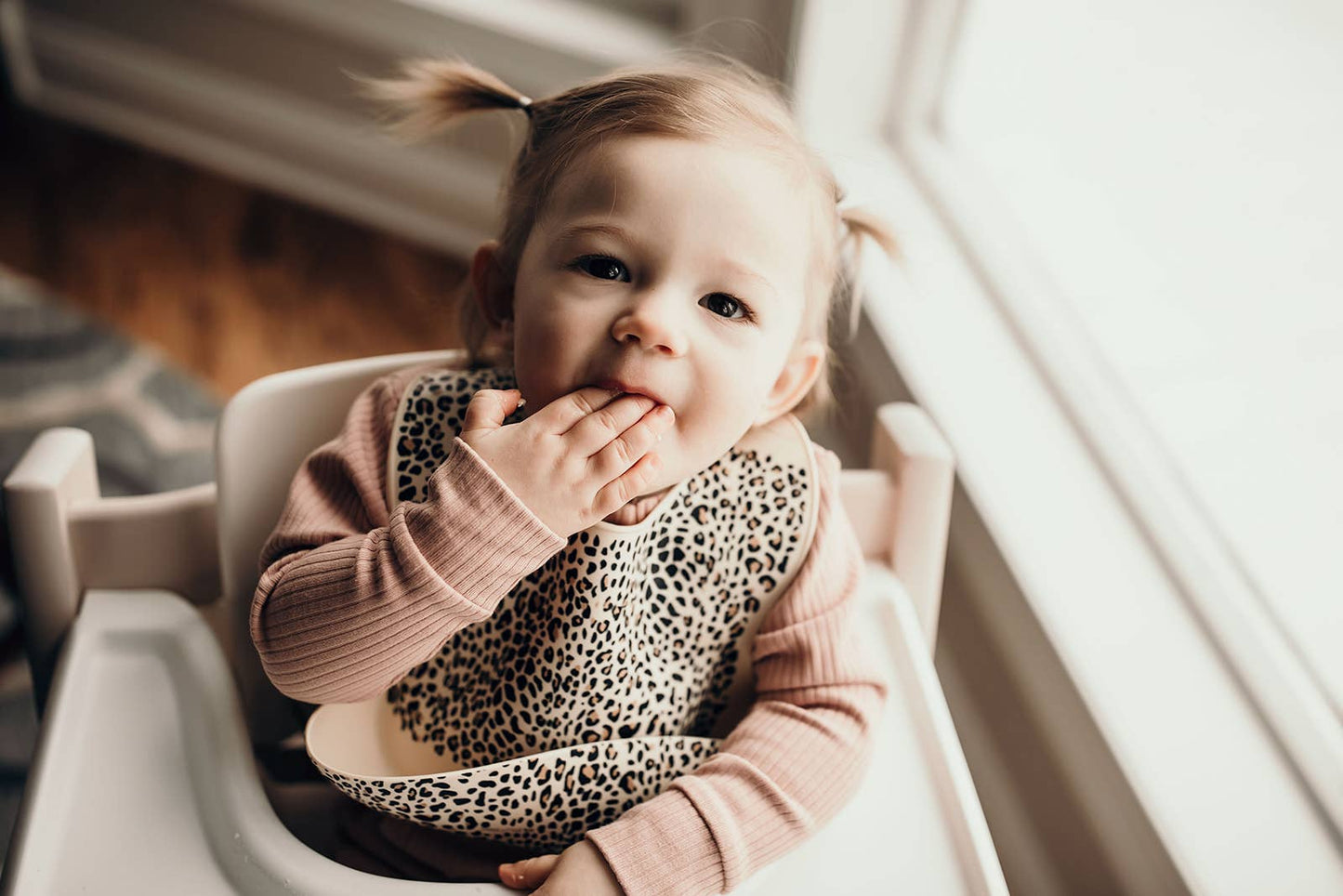 Leopard Print Silicone Bib with Crumb Catcher