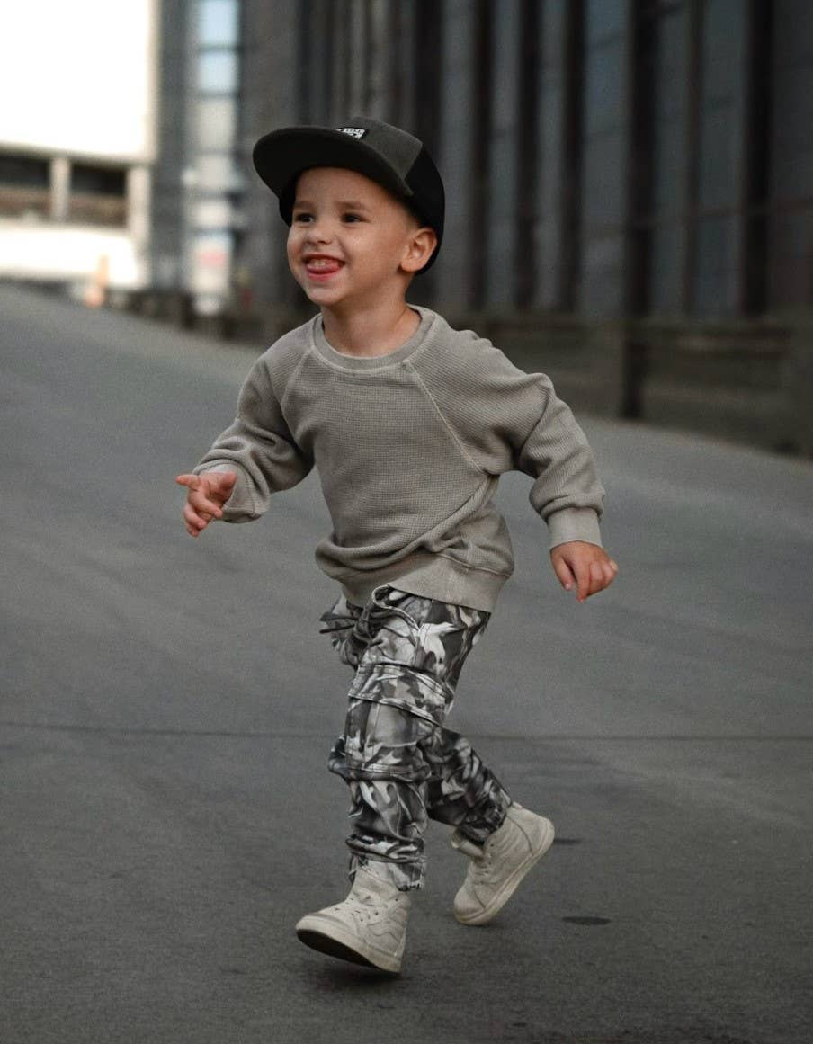 Tan Waffle Long Sleeve Crewneck Infant & Toddler