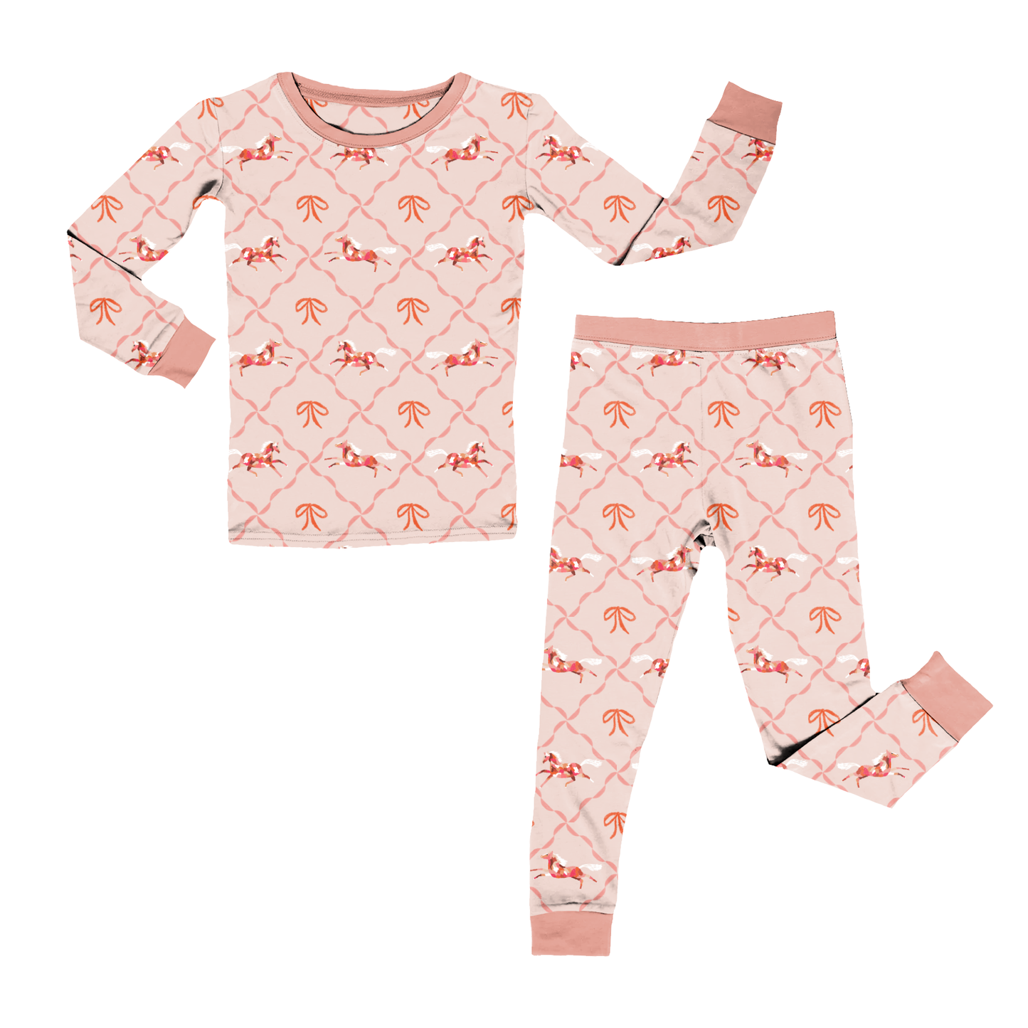 Prissy Prance Pony Bamboo Long Sleeve Pajama Set - Girls