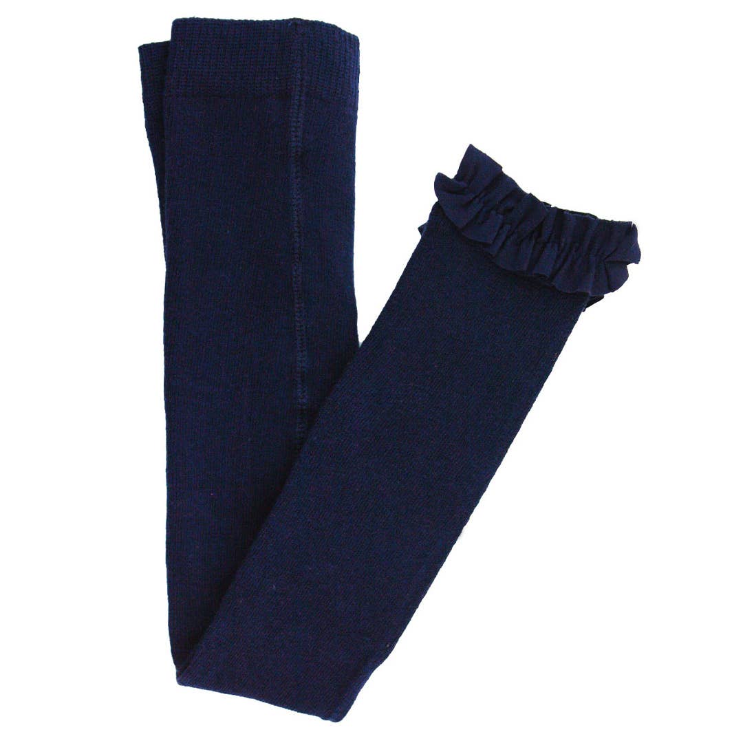 Navy Footless Ruffle Tights